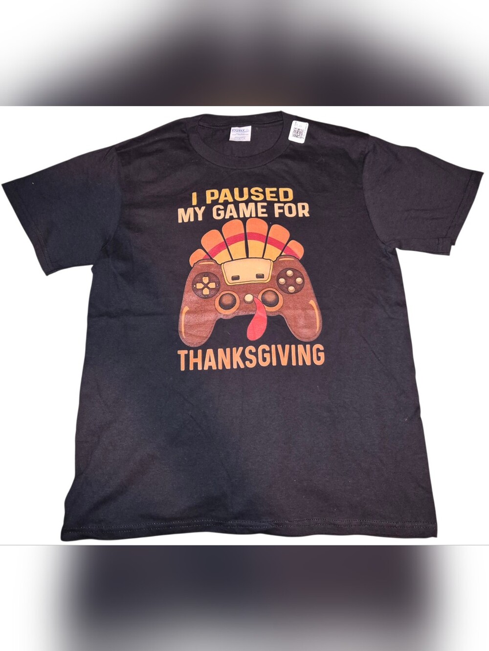 Port and Company Black Thanksgiving Gamer Tee with Orange & Red Graphic